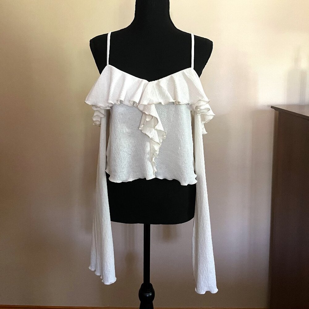 Bell-sleeve off the shoulder top
